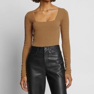 Proenza Schouler Quilted Square Neck Long Sleeve Top